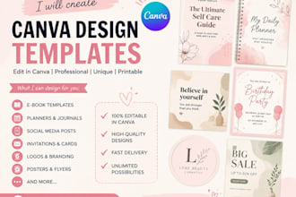 design editable canva templates, ebooks and planners