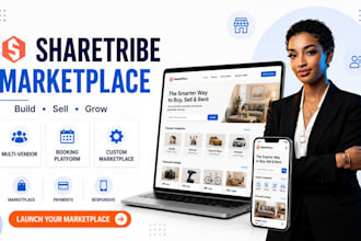 build sharetribe marketplace website with custom features