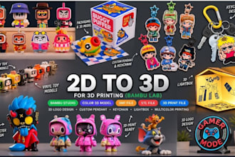 convert 2d to 3d logo, keychain, lightbox, and bambu lab 3mf file