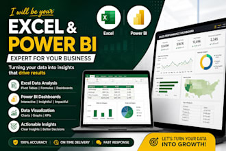 be your data analyst and excel, power bi dashboards expert