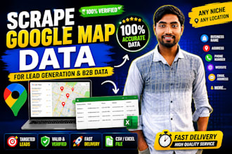 scrape google map data for lead generation, excel data cleaning and formatting