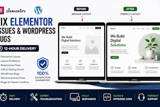 fix elementor issues, wordpress bugs and broken website in 12 hours