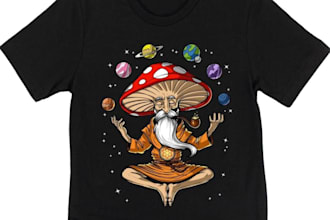 make illustration trippy psychedelic logo for shirt design