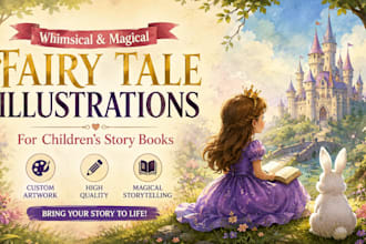 draw whimsical fairy tale illustrations for children story