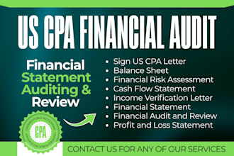 prepare and audit financial statements, provide CPA review, CPA letter