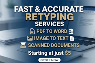 retype ,copy typing ,pdf to word,data entry, type notes