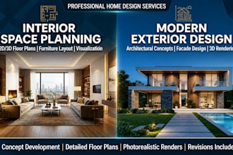 create interior space planning and modern exterior design