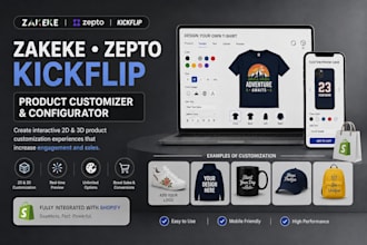 setup zakeke zepto kickflip product customizer and configurator for 2d 3dshopify