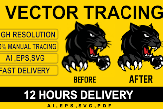 manually vector trace, redraw and convert logo to ai, eps, svg