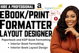 format your interior book, KDP paperback formatting and ebook layout design