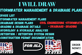 design stormwater management and drainage design plans tx ca construction permit