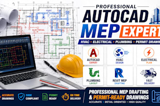 draw autocad mep hvac plumbing electrical plan and permit drawing and mep to dwg