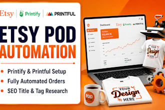 setup etsy print on demand store with printify and printful automation