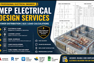 design mep electrical plans power distribution sld load calculations