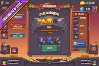 2d game ui game art, unity 2d game art, game ui ux, full game assets