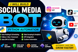 create social media bot, twitter x bot, tiktok bot, youtube bot, instagram bot