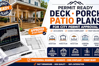 design permit ready deck, porch, patio plan for city permit, sunroom terrace