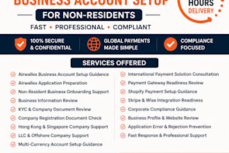 set up airwallex business account for non residents in 72hours