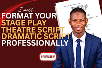 format your stage play theatre script or dramatic script