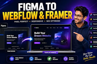 convert figma to webflow or framer and build elegant webflow cms,framer websites