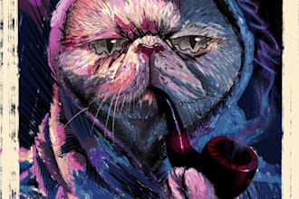 ilustracion de criaturas estilo etching junto con  semirealismo
