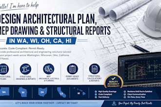 design architectural plan mep drawing structural reports in wa wi oh ca hi