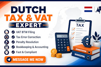 fix netherlands tax error, penalties, vat btw filing plus accurate bookkeeping
