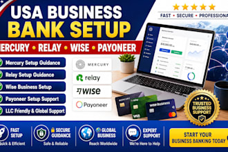 setup mercury relay wise payoneer stripe USA business bank account