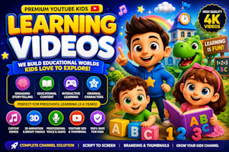 reate viral youtube kids learning videos with 3d animation, songs and branding