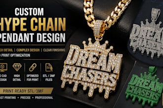 design 3d cad custom hype chain turnover chain necklace jewelry product design