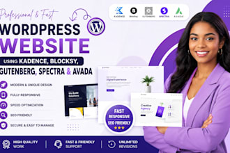 build wordpress website with kadence, blocksy, gutenberg, spectra, avada