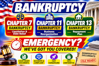 prepare bankruptcy documents for chapter 7, 13, or 11 cases