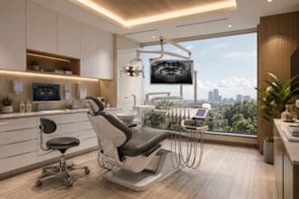 design and render modern dental clinic interior