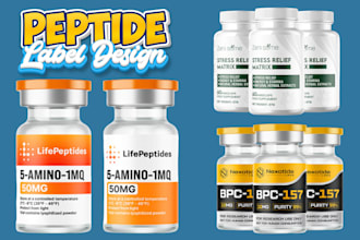 peptide label design, peptide sarms and supplement, vial cosmetic label design
