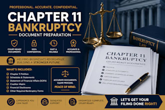 prepare chapter 11 bankruptcy petitions and legal documents