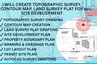 create topographic survey, contour map, land survey plat for site development