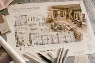design salon, spa and beauty studio floor plans with interior design