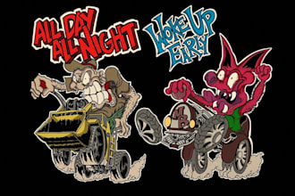 draw monsters in ed roth, rat fink, kustom kulture style