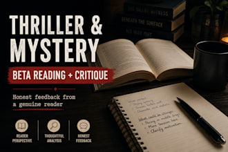 beta read and critique your thriller, mystery, romance or suspense novel