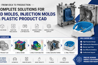 design 3d molds, injection molds and plastic product cad for manufacturing