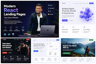 create an animated react landing page with gsap and tailwind CSS