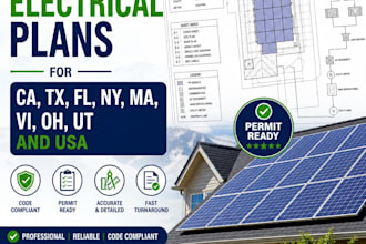 design solar pv electrical plans for ca, tx, fl, ny, ma and USA