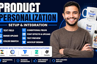 setup product personaliser using zakeke customily teeinblue zepto shineon gelato
