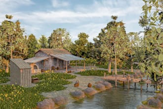 create realistic unreal engine environment, lighting, landscape and vegetation