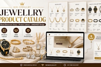 design b2b jewelry product catalog, line sheet, brand boom showroom setup