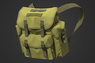 create realistic 3d bag model, 3d bag design, 3d military backpack in clo3d