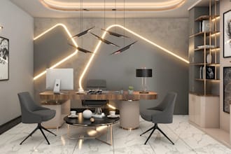 architectural renovate property, office interior, 3d rendering, commercial space