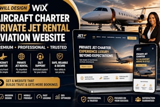 design wix aircraft charter website private jet rental aviation service site