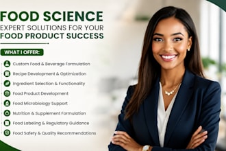provide expert food science, food formation nutrition, microbiology and products