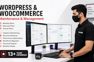 provide wordpress and woocommerce management, maintenance, and technical support